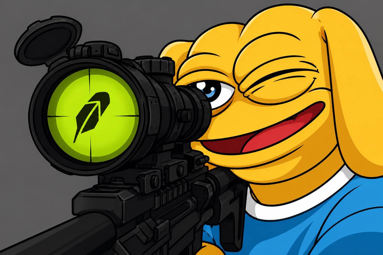 Andy aiming a rifle with a Robinhood-branded scope